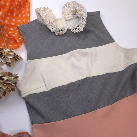 Altar'd State Striped Gray and Pink Dress Sz L - Picture 3 of 9